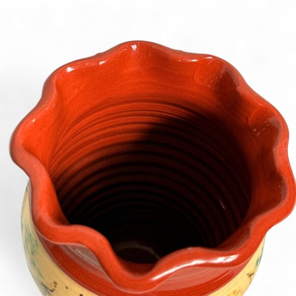 Jeff White Spongeware Pottery Vase Americana Redware 1984 - Picture 5 of 9